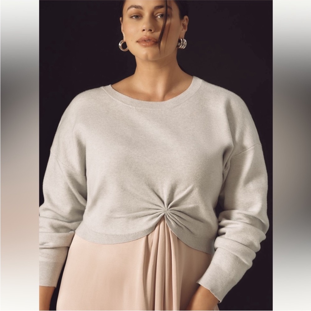 Anthropologie The Gemini Twofer Sweater + Dress Set Size XL NWT Light Gray/Pink - Picture 2 of 7